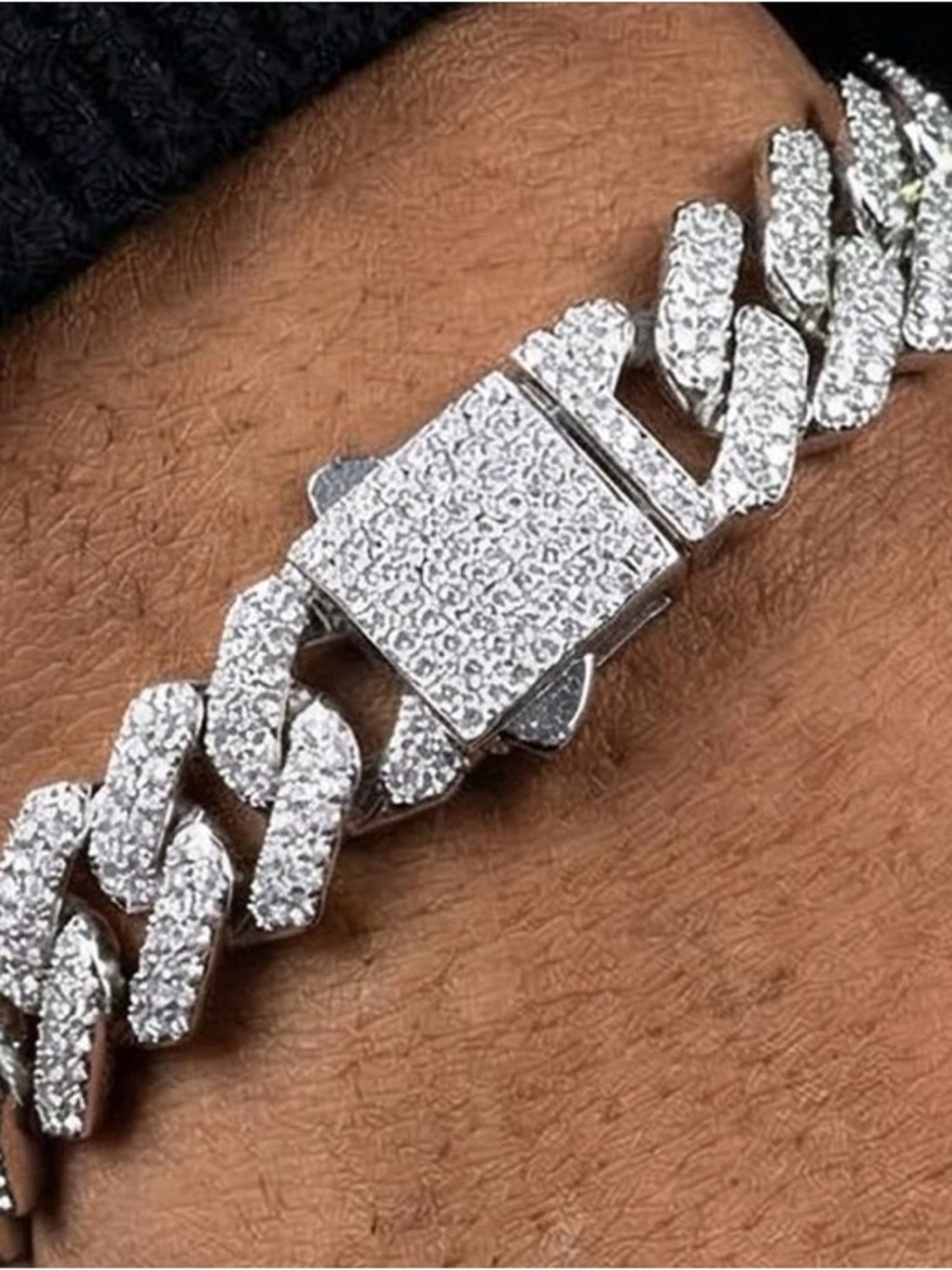 Sterling Silver Pavé Cuban Link Bracelet - Silver